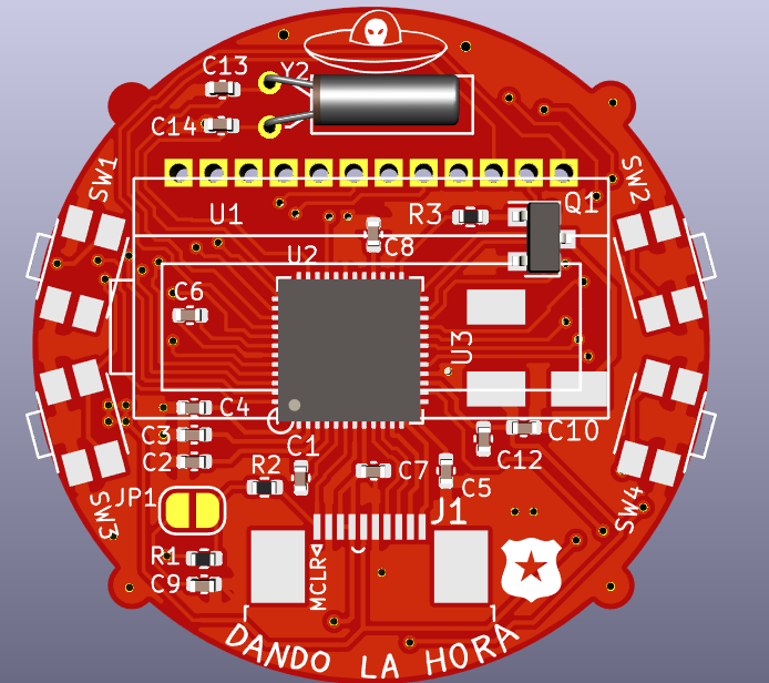 PCB en formato digital con logos y tipografía de la empresa